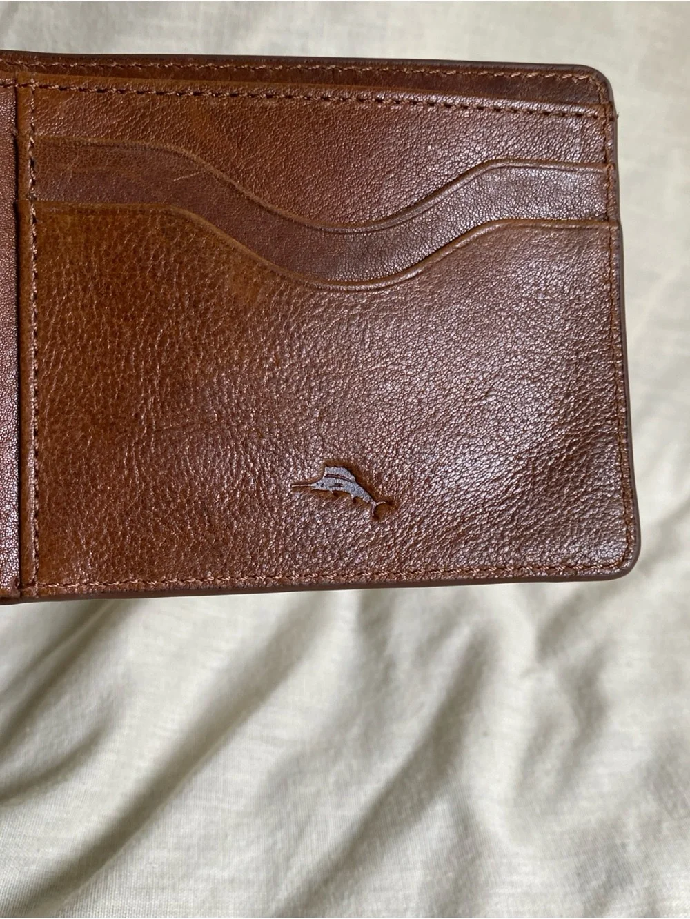 Tommy Bahama Brown Leather Bifold Wallet Slim Card Holder Mens